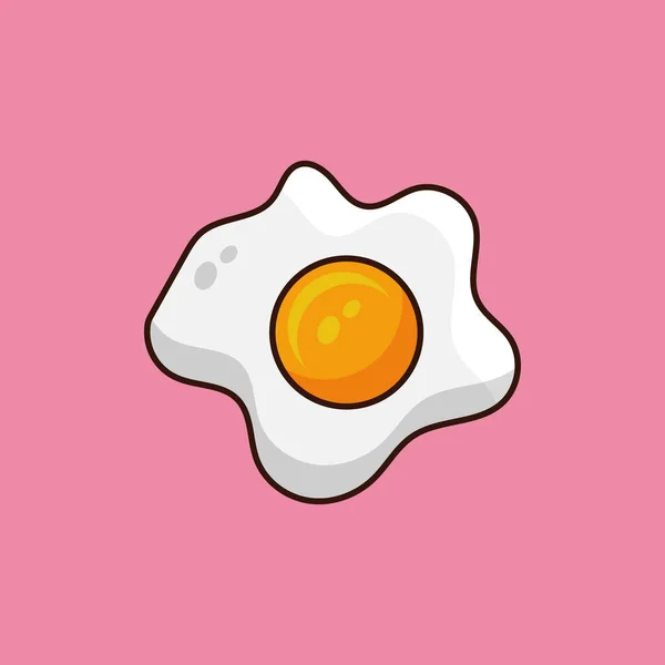 Fried Egg Cartoon Icon Red Background Vector Illustration Breakfast Egg — Stock Vector