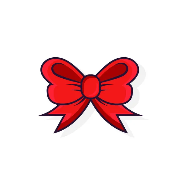 Cartoon Red Ribbon Vector Illustration Isolated White Background — Stock Vector