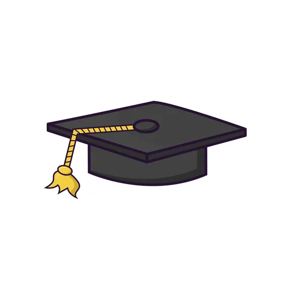 Cartoon School Graduation Cap Vector Illustration Isolated White Background — Stock Vector