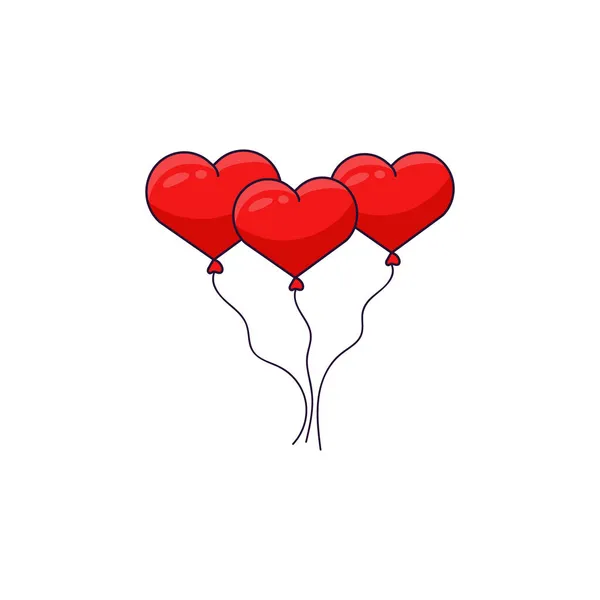 Balones Corazón Dibujos Animados Ilustración Vectorial Aislada Sobre Fondo Blanco — Vector de stock