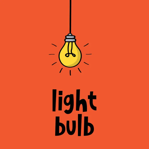 Hanging Light Bulb Cartoon Vector Concept Hand Drawn Vector Illustration — Stock Vector