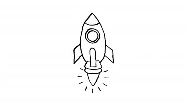 Hand Drawn Rocket Flame Animation Jittery Effect Wiggly Stop Motion — Stock Video