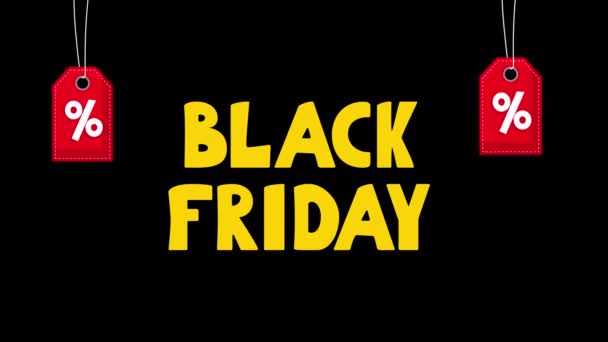 Black Friday Animation Yellow Black Friday Texto Etiqueta Price Black — Vídeos de Stock
