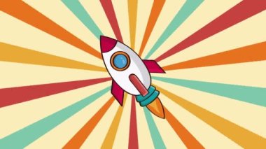 Fon animasyonu 4K video animasyonunda roketi çalıştır. explayner video için kullanılabilir.