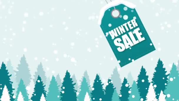 Winter Sale Szene Mit Flachem Cartoon Stil Und Winter Sale — Stockvideo