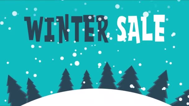 Winter Verkoop Animatie Winter Sale Scene Met Platte Cartoon Stijl — Stockvideo