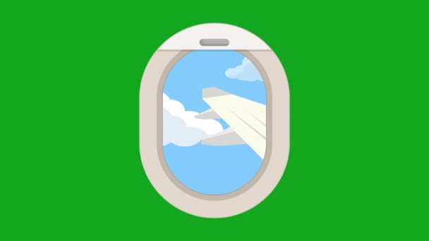 Cartoon Flugzeug Fenster Mit Wolken Animation Video Motion Grafik Animation — Stockvideo
