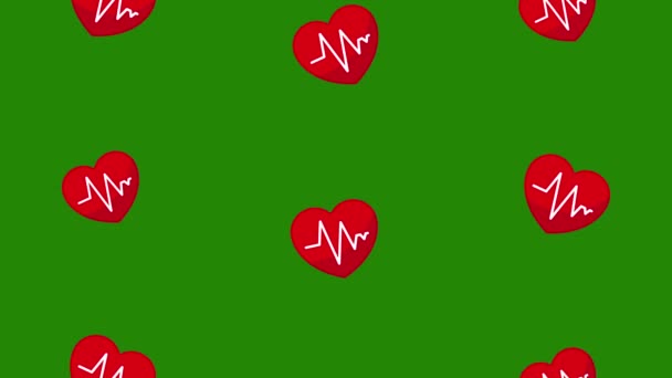 Ekg Corazón Patrón Fondo Animation Movimiento Animation Green Fondo — Vídeos de Stock