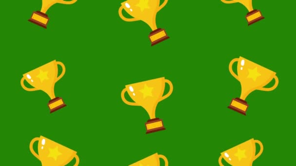Goldene Tasse Muster Hintergrund Animation Bewegungsanimation Green Background Falling — Stockvideo