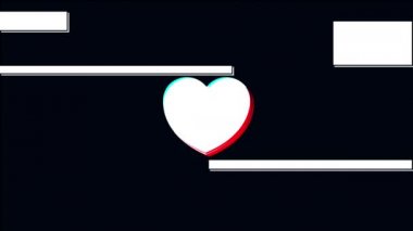 Heart Arızalı Modern Animasyon Siyah Arkaplanda. Eski Arızalı Ekran Görüntüsü.