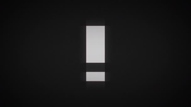 Signo Exclamación Píxel Glitch Animación Moderna Sobre Fondo Negro Glitch — Vídeo de stock