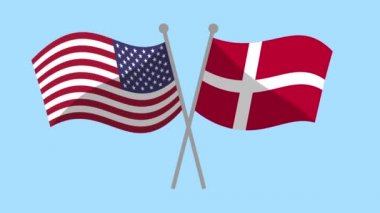ABD ve Danimarka bayrakları geçti animasyon 4K Video Animasyon. Ortaklık programı