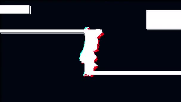 Pixel Portugal Mapa Fallos Animados Aislado Sobre Fondo Negro Efecto — Vídeo de stock