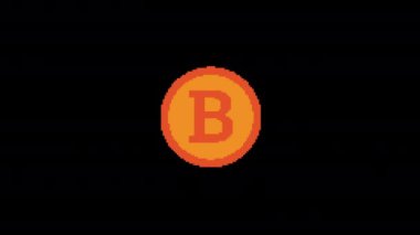 piksel bitcoin Arıza simgesi canlandırıldı. Siyah arka planda izole edilmiş. Dijital hata efekti. 4K video. serin etkisi.
