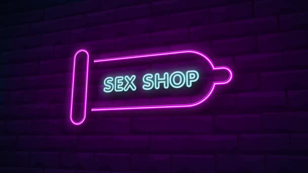 Sex Shop Signo Neón Animado Neón Effect Video Movimiento Animación — Vídeo de stock