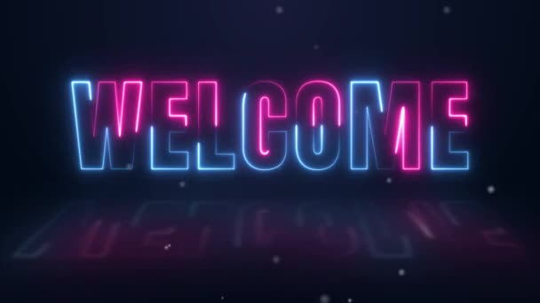 Benvenuto Cartello Animato Neon Effetto Neon Video Motion Animazione — Video Stock