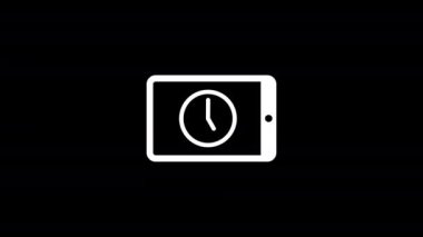 Tablet ve saat simgesi animasyonu. 4K Video Hareketi Canlandırması.