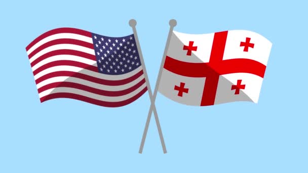 Usa Georgia Crossed Flags Animation Video Motion Animation Partnership Program — Stock Video