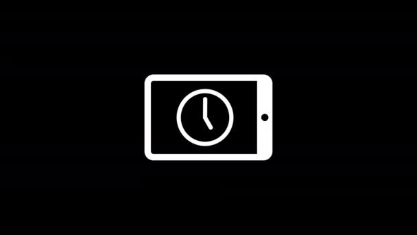 Tablet Clock Icon Animation Video Motion Animation — Stock Video