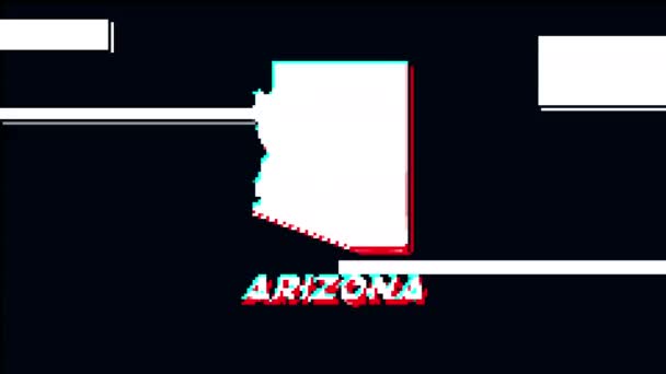 Pixel Arizona Icona Glitch Animata Isolato Sfondo Nero Effetto Glitch — Video Stock