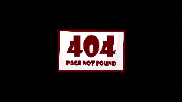 Pixel 404 Error Glitch Icono Animado Aislado Sobre Fondo Negro — Vídeo de stock