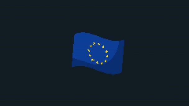 Pixel Zászló Animált Hiba Ikon Fekete Háttérrel Elszigetelve Digitális Hibahatás — Stock videók