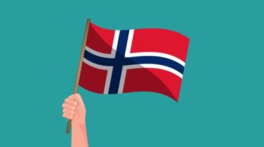Norveç bayrağı animasyonu. Bayrak sallıyor. Ulusal Sembol 4K Video Hareketi Canlandırması.