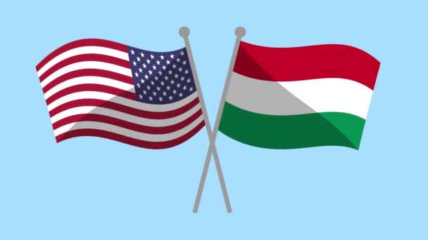 Ηπα Και Ουγγαρία Διέσχισαν Σημαίες Animation Κίνηση Βίντεο Animation Πρόγραμμα — Αρχείο Βίντεο