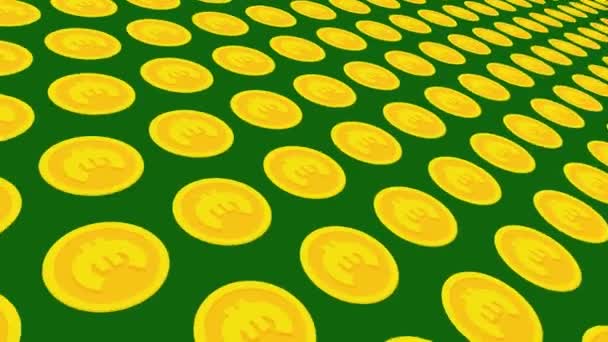 Euromünzen Drehen Hintergrundanimation Musterhintergrund Video Motion Animation Nahtlose Schleife — Stockvideo