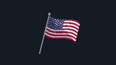 ABD bayrağı Arıza simgesi canlandırıldı. Siyah arka planda izole edilmiş. Dijital hata efekti. 4K video. serin etkisi.