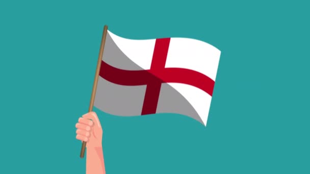 Hand Håller England Flagga Animation Viftar Med Flaggan Nationell Symbol — Stockvideo