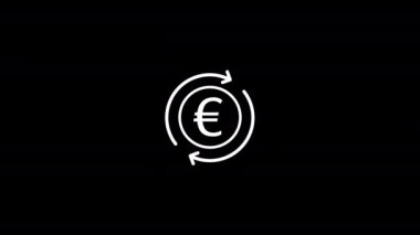 Euro ve yuvarlak daireli ok ikonu animasyonu. 4K Video Hareketi Canlandırması.