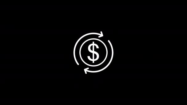 Δολάριο Και Στρογγυλό Βέλος Κύκλο Animation Εικονίδιο Κινούμενα Σχέδια Βίντεο — Αρχείο Βίντεο