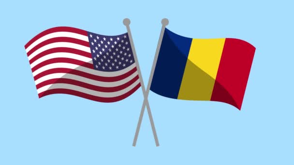 Estados Unidos Bélgica Cruzaron Banderas Animación Video Motion Animation Programa — Vídeo de stock