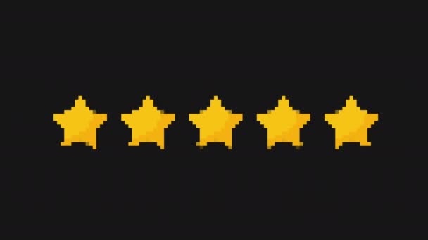 Pixel Stars Glitch Icono Animado Aislado Sobre Fondo Negro Efecto — Vídeos de Stock