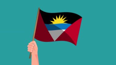 Antigua ve Barbuda bayrak animasyonu. Bayrak sallıyor. Ulusal Sembol 4K Video Hareketi Canlandırması.