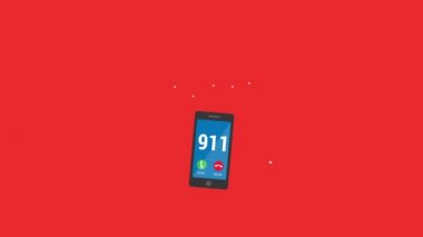 911 animasyon kavramı. Flies Up and Falls geçiş animasyonu. Hareket Grafikleri.