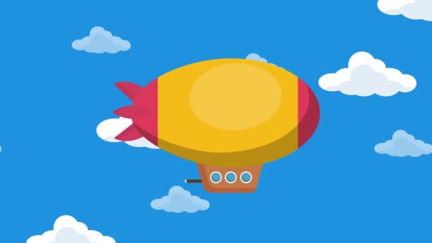 Airship Animation Video Motion Animation Seamless Loop — Stock Video