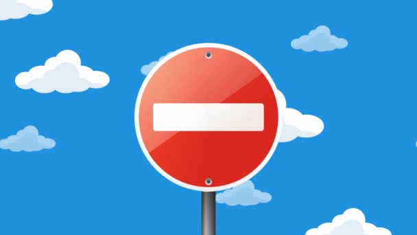 Road Sign Cloud Background Animation Video Motion Animation Bezešvé Smyčky — Stock video