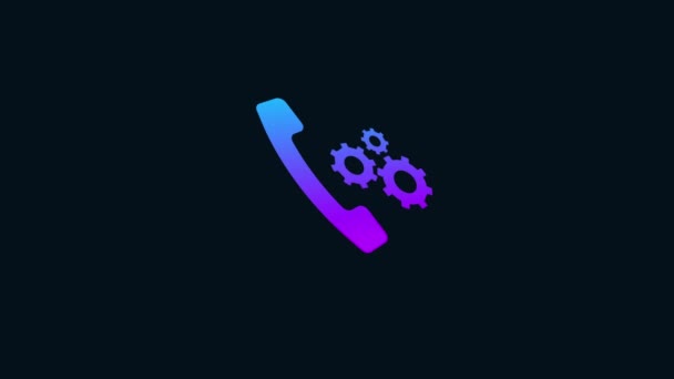 Teléfono Engranajes Icono Animación Color Degradado Animación Vídeo Púrpura Azul — Vídeo de stock