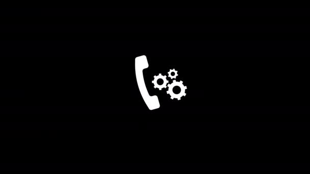 Phone Gears Icon Animation Alpha Matte Video Motion Animation Black — Stock Video