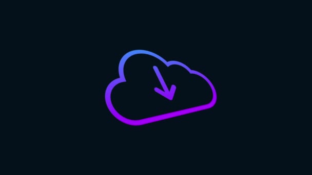 Animación Icono Descarga Nube Color Gradiente Animación Vídeo Púrpura Azul — Vídeo de stock