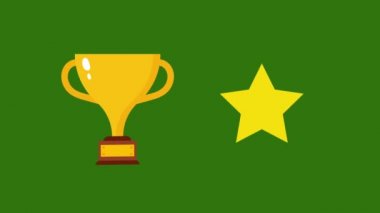 Altın kupa animasyon konsepti. Morph Etkisi. Güzel efekt. İzleri olan morf simgesi..