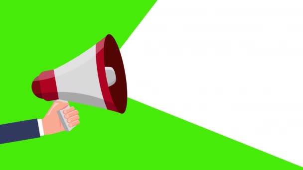 Hand Hält Megafon Neueste Nachrichten Video Motion Animation — Stockvideo