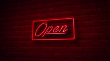 Neon ışığı animasyonunu kapat. Tuğla Duvar Arkaplanı.