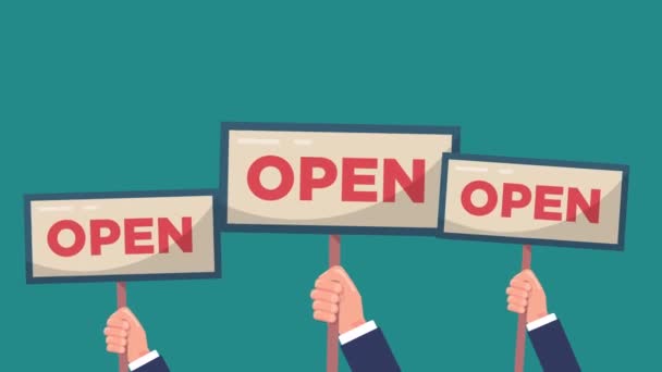 Hands Businessman Open Sign Animation Motion Animation — Stock Video