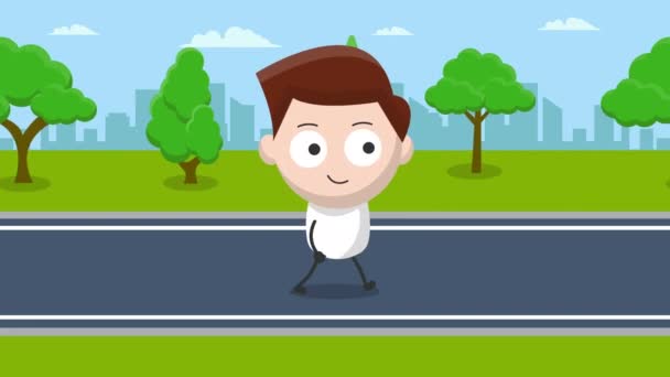 Cute Młody Człowiek Character Walking Animation Animacji Ruchu Wideo — Wideo stockowe