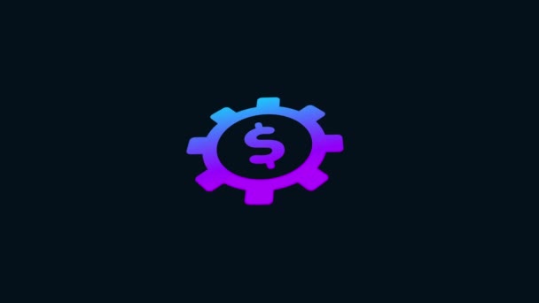 Dollar Gear Animación Icono Color Gradiente Animación Vídeo Púrpura Azul — Vídeo de stock