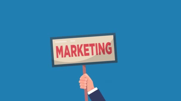 Hände Des Geschäftsmannes Mit Marketing Zeichen Animation Motion Animation — Stockvideo