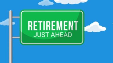 Gökyüzündeki emeklilik tabelası arkaplan 4K hareket animasyonu.